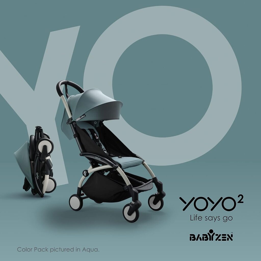 BABYZEN YOYO2 Stroller - Lightweight  Compact - Includes Black Frame, Black Seat Cushion + Matching Canopy - Suitable for Children Up to 48.5 Lbs