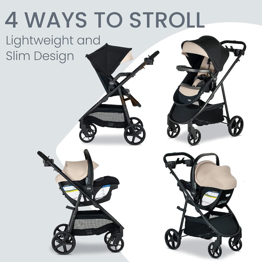 Britax Willow Brook S+ Baby Travel System, Infant Car Seat and Stroller Combo with Alpine Base, ClickTight Technology, SafeWash Insert and Cover, Sand Onyx