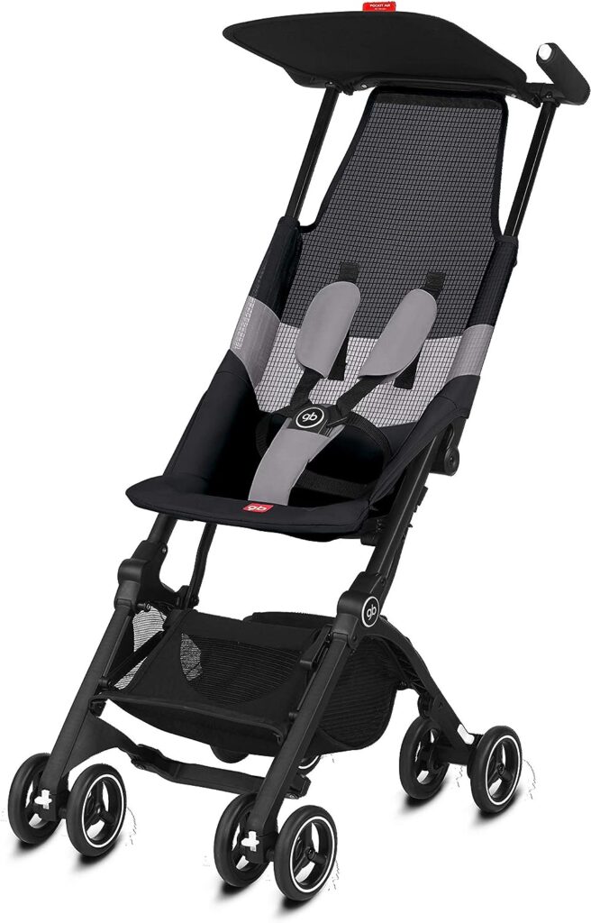 gb Pockit Air All Terrain Ultra Compact Lightweight Travel Stroller with Breathable Fabric in Velvet Black