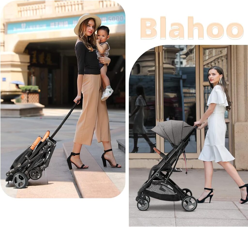 Blahoo Lightweight Baby Stroller, Folding Compact Travel Stroller for Airplane, Umbrella Stroller for Toddler（Black+Black）