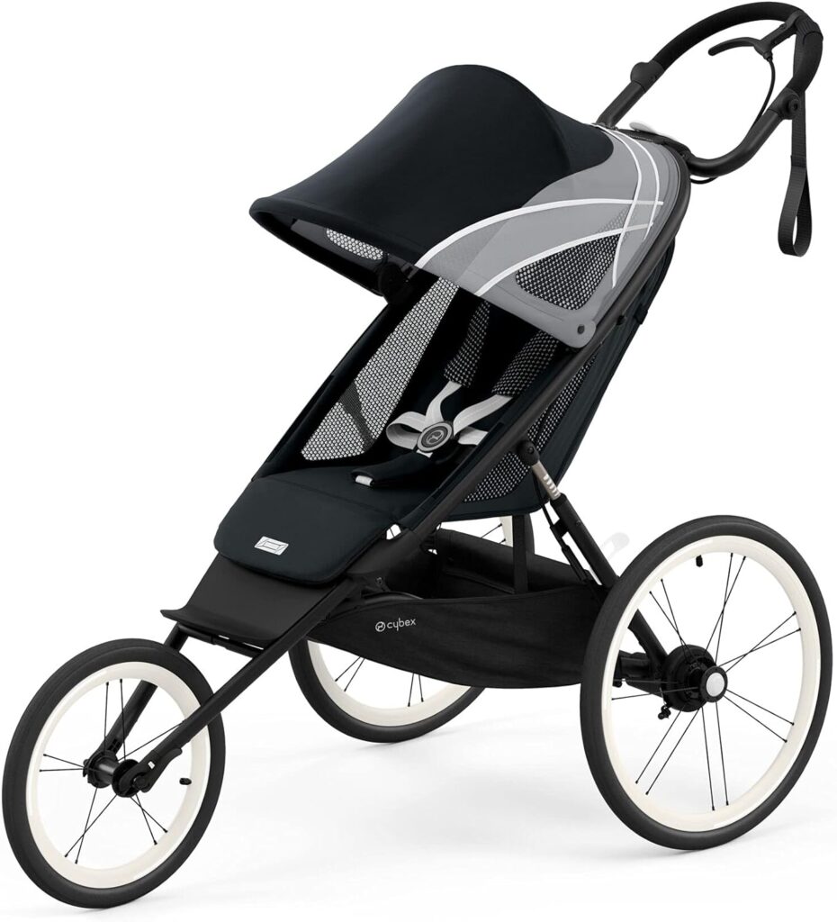 CYBEX AVI Jogging Stroller, Lightweight Aluminum Frame, Compact Fold for Storage, Height-Adjustable Handlebar with One-Handed Steering, Rear-Wheel Suspension  Handbrake, For Infants 9 months+