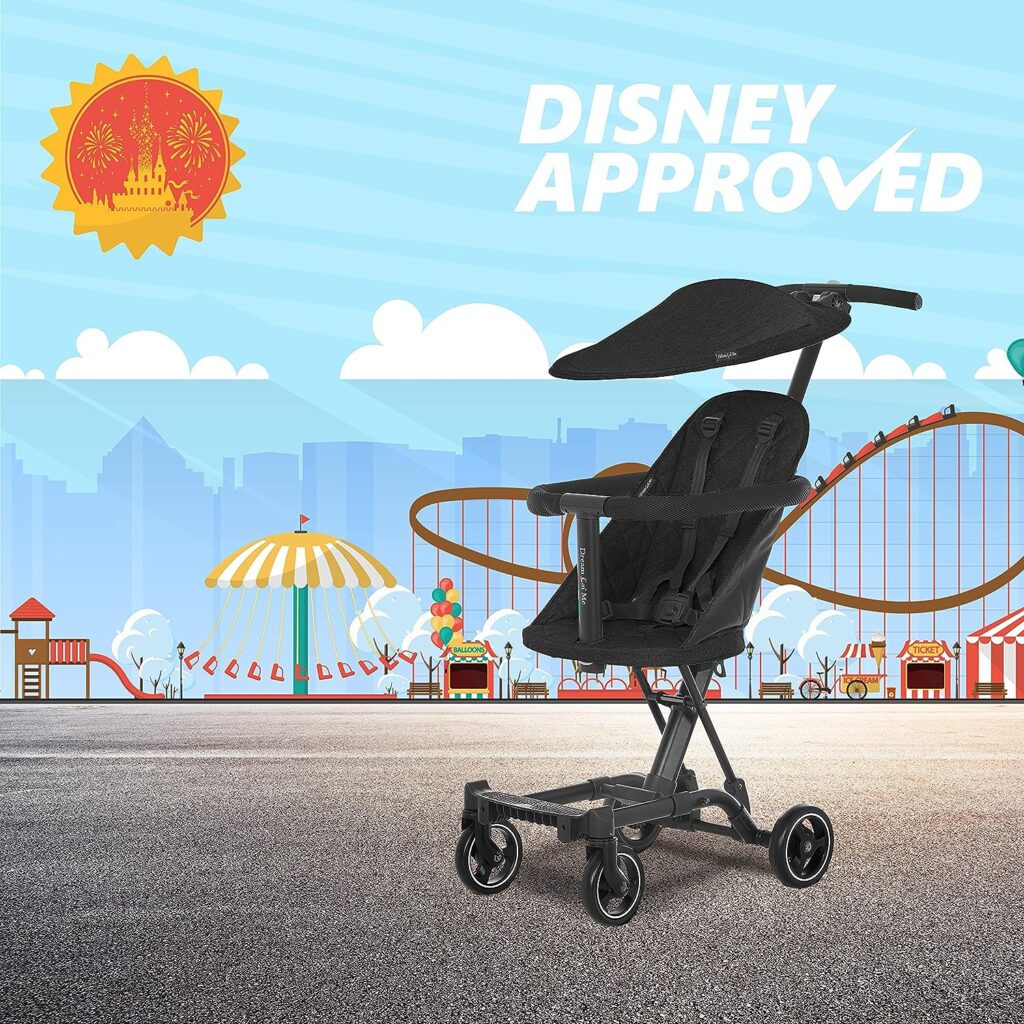 Dream On Me Coast Rider Baby Umbrella Stroller, Lightweight with Compact One Hand Easy Fold, Removable Canopy, Adjustable Handle and Soft-Ride Wheels, Black