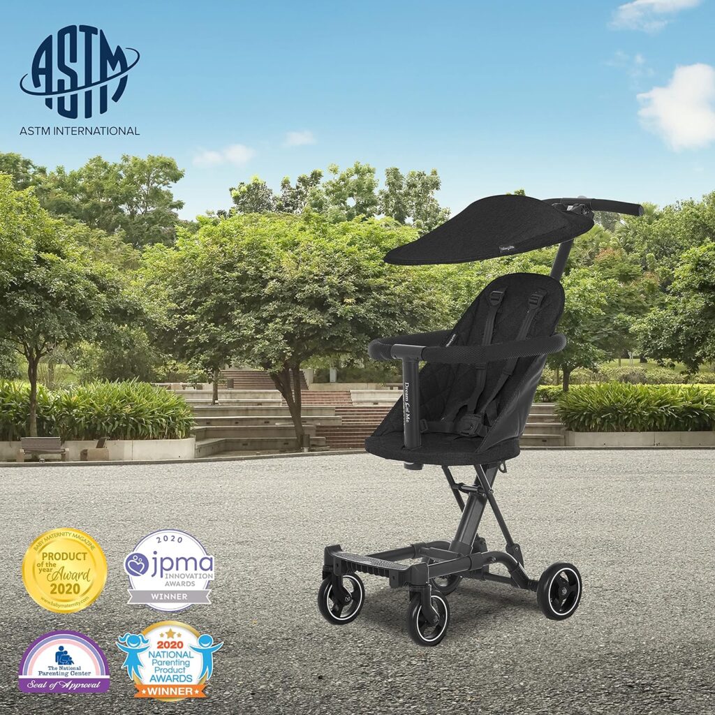 Dream On Me Coast Rider Baby Umbrella Stroller, Lightweight with Compact One Hand Easy Fold, Removable Canopy, Adjustable Handle and Soft-Ride Wheels, Black