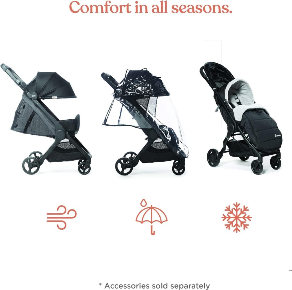 Ergobaby Metro+ Compact Baby Stroller, Lightweight Umbrella Stroller Folds Down for Overhead Airplane Storage (Carries up to 50 lbs), Car Seat Compatible, Slate Grey