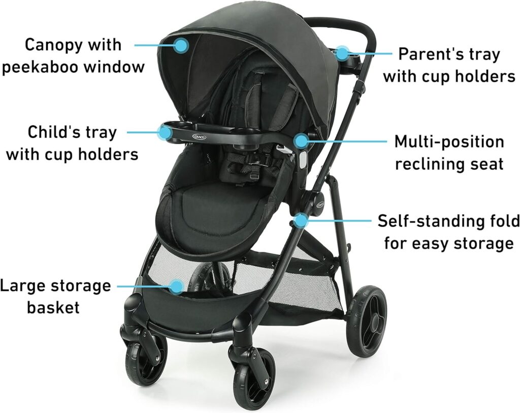 Graco, Modes Element Travel System Includes Baby Stroller with Reversible Seat Extra Storage Child Tray and SnugRide 35 Lite LX Infant Car Seat, Canter