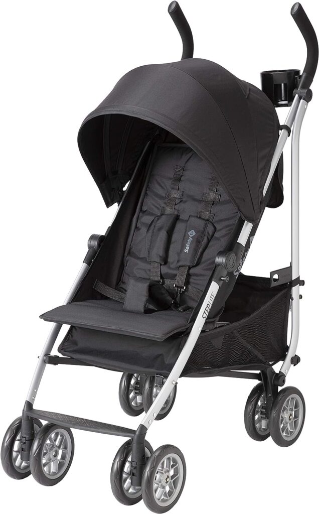 Safety 1st Step Lite Compact Stroller, Lightweight aluminum frame and a breeze to carry, at only 15 lbs, Back to Black