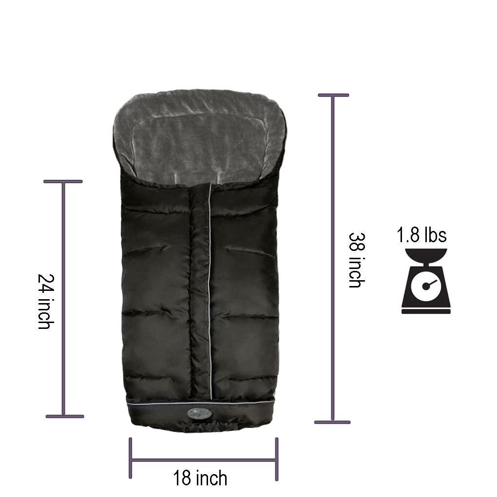 CozyMe Winter Stroller Blanket Evolution, Stroller Footmuff, 3-in-1 Waterproof Toddler Stroller Bunting Bag Fits Most Pushchairs and Joggers, Central Open, Reflective Strip Design, 6M - 36M, Black