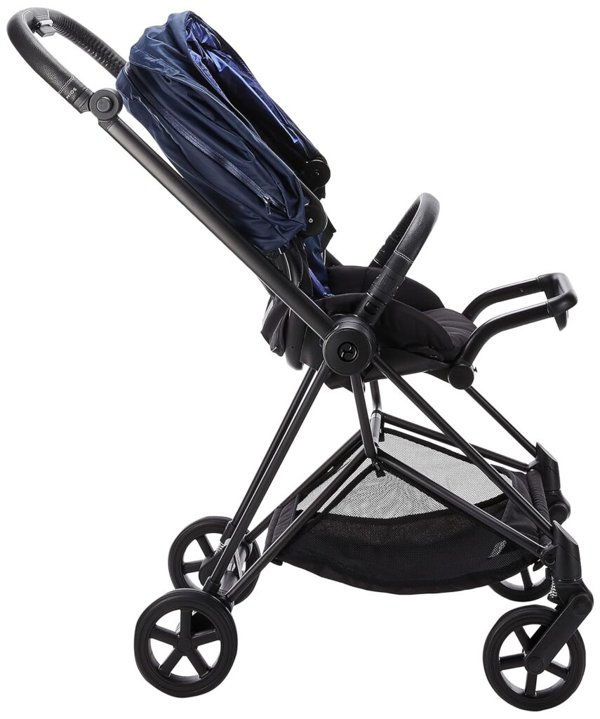 Cybex Mios 2 Complete Stroller, One-Hand Compact Fold, Reversible Seat, Smooth Ride All-Wheel Suspension, Extra Storage, Adjustable Leg Rest, XXL Sun Canopy, in Indigo Blue with Chrome/Black Frame