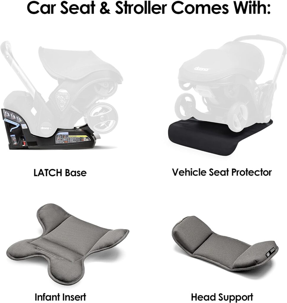 Doona Infant Car Seat, Latch Base and SensAlert Bundle - Rear Facing, Car Seat to Stroller in Seconds - Child Car Seat Alert Solution with App