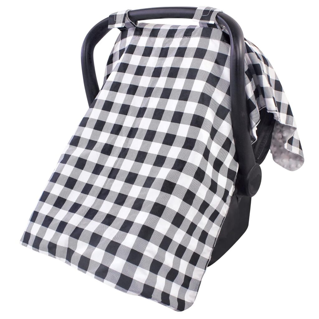 Hudson Baby Unisex Baby Reversible Car Seat and Stroller Canopy, Black Plaid, One Size