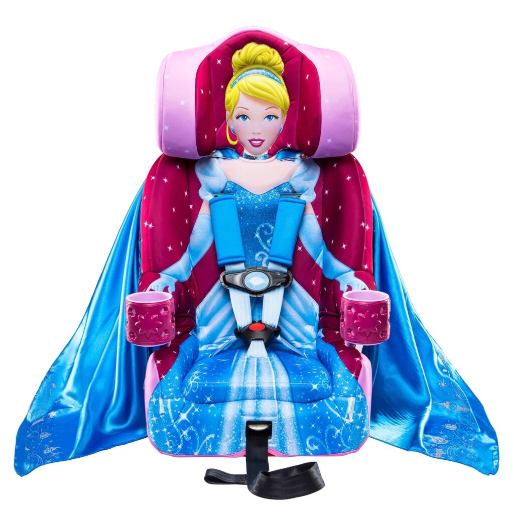 KidsEmbrace 2-in-1 Forward-Facing Harness Booster Seat with 2 Cup Holders, Combination Booster Seat for Kids and Toddlers, Disney Cinderella Pink