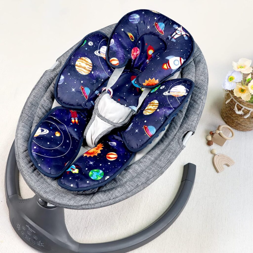 SWESEN Baby Car Seat Head  Body Support, Infant Carseat Insert, Newborn Headrest Cushion for Strollers, Bouncers, Swing, Space Planet