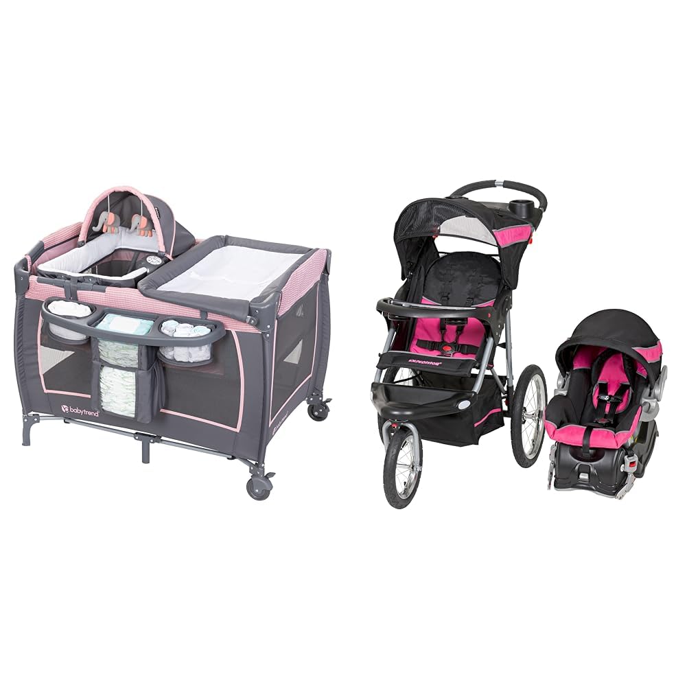 Baby Trend Lil Snooze Deluxe III, Cozy Pink  Expedition Jogger Travel System, Bubble Gum