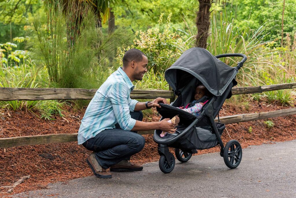 Britax B-Free Stroller, Midnight - All Terrain Tires, Adjustable Handlebar, One Hand Fold, Large UV50 Canopy