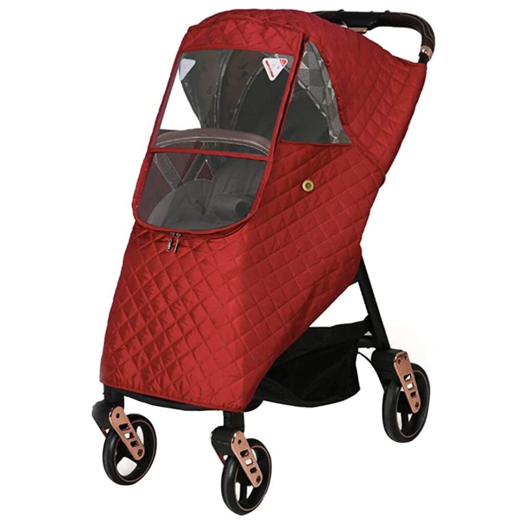 Winter Baby Stroller Cover, Universal Stroller Windshield Rain Cover to Keep Warm in Winter, Baby Travel Weather Shield Stroller Cover for Pushchair (red), Winter Stroller Cover