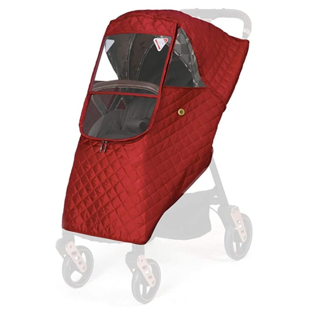 Winter Baby Stroller Cover, Universal Stroller Windshield Rain Cover to Keep Warm in Winter, Baby Travel Weather Shield Stroller Cover for Pushchair (red), Winter Stroller Cover